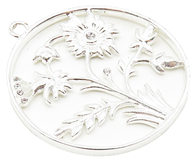 CAROLEE 925 Sterling Silver  Shiny Topaz Accent Flowers Motif Pendant  PT7183