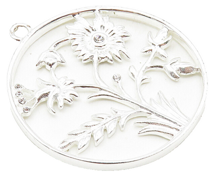 CAROLEE 925 Sterling Silver  Shiny Topaz Accent Flowers Motif Pendant  PT7183