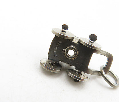 925 Sterling Silver  Vintage Petite Dark Tone Wheel Barrow Pendant  PT6859