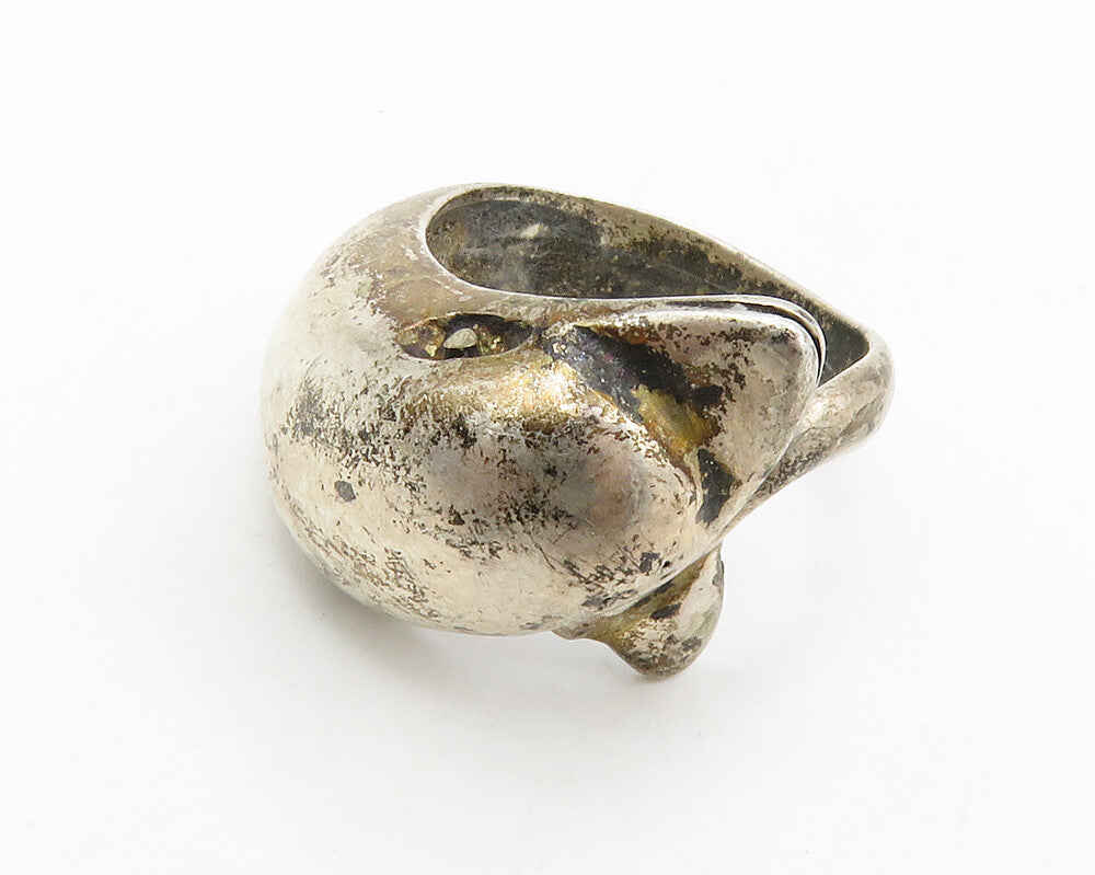 925 Sterling Silver  Vintage Dark Tone Dolphin Motif Band Ring Sz 5  RG13986