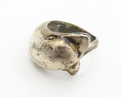 925 Sterling Silver  Vintage Dark Tone Dolphin Motif Band Ring Sz 5  RG13986
