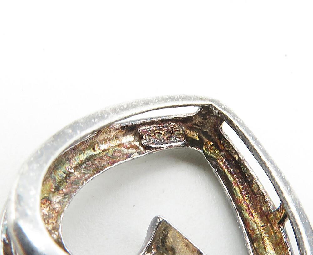925 Sterling Silver  Vintage Topaz Petite Open Love Heart Pendant  PT7070
