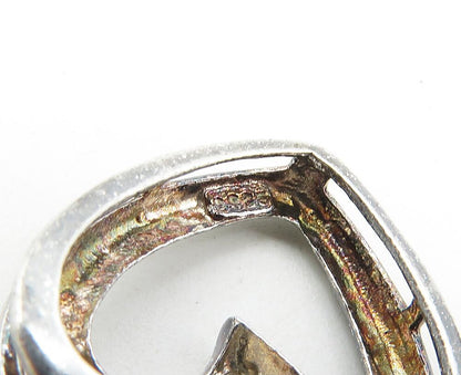 925 Sterling Silver  Vintage Topaz Petite Open Love Heart Pendant  PT7070