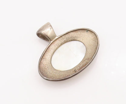 925 Sterling Silver Vintage Pendant ESPO SIG Solid Oval Mother Of Pearls PT23005