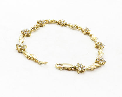 ROSS SIMON 925 Silver  Cubic Zirconia Floral Gold Plated Chain Bracelet BT4860