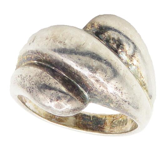 925 Sterling Silver  Vintage Shiny Fluted Bypass Band Ring Sz 8  RG18893