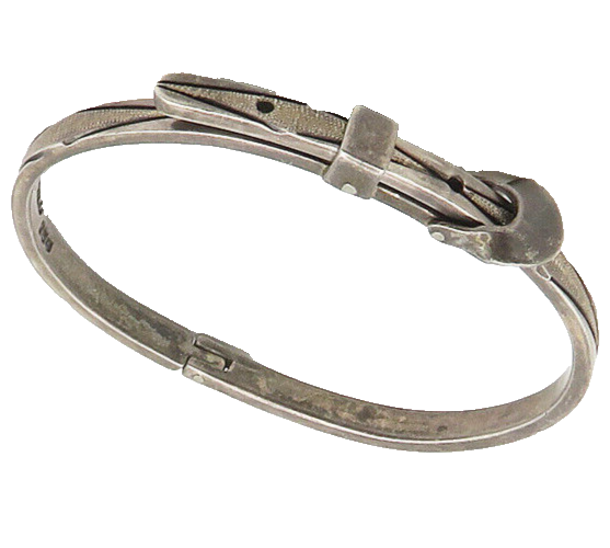 MEXICO 925 Sterling Silver  Vintage Watch Strap Motif Bangle Bracelet  BT7046