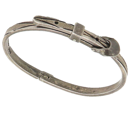 MEXICO 925 Sterling Silver  Vintage Watch Strap Motif Bangle Bracelet  BT7046