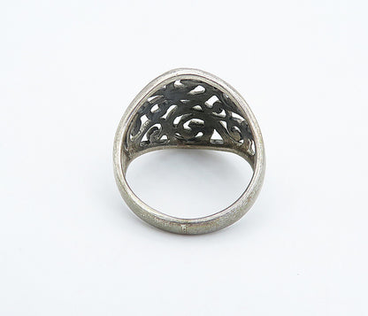 925 Sterling Silver  Vintage Dark Tone Open Swirl Band Ring Sz 7.5  RG4876