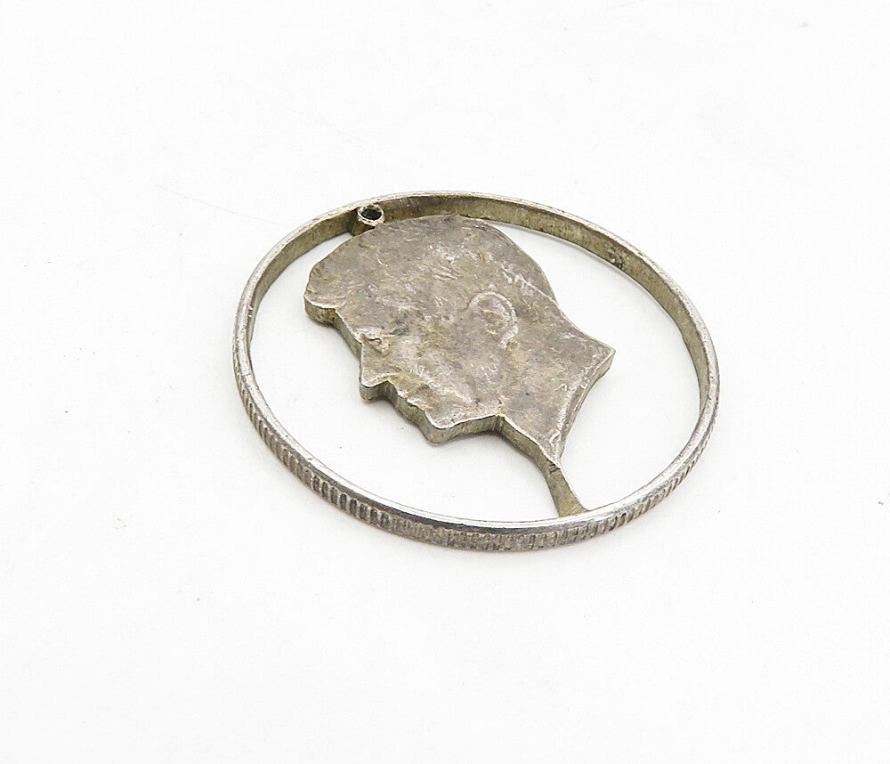925 Sterling Silver  Vintage Antique United States Navy Round Pendant  PT6413
