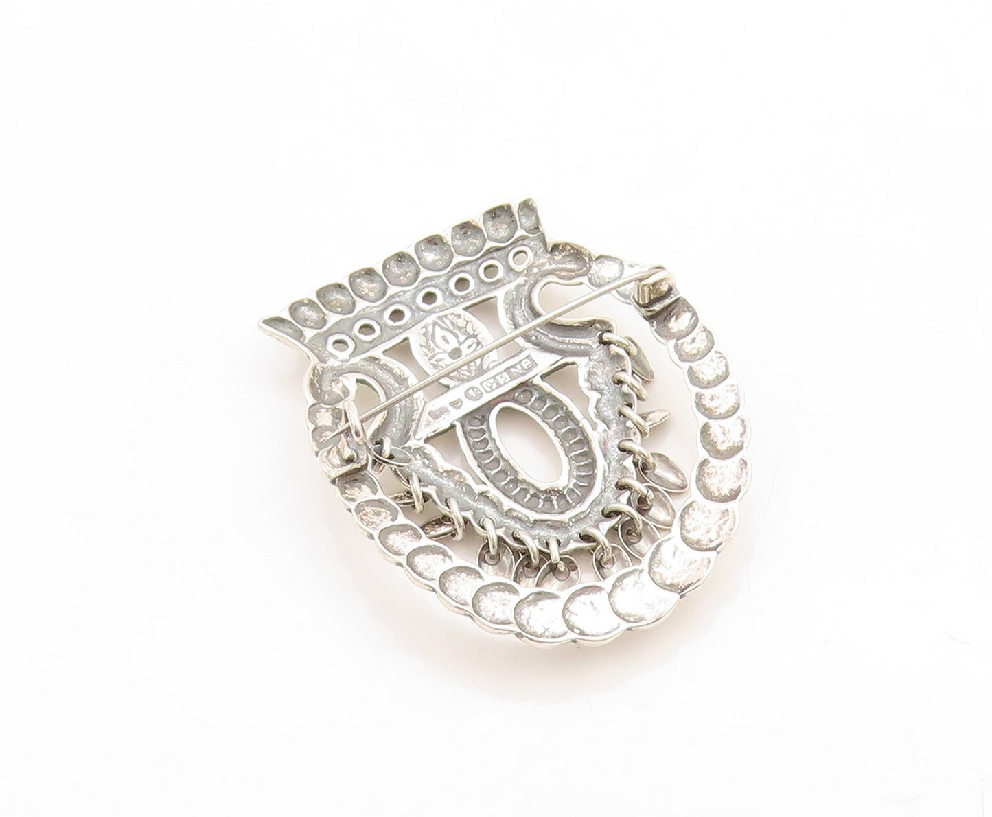 925 Sterling Silver Vintage Brooch Pin FINLAND Designer Cutout Crown  BP11359
