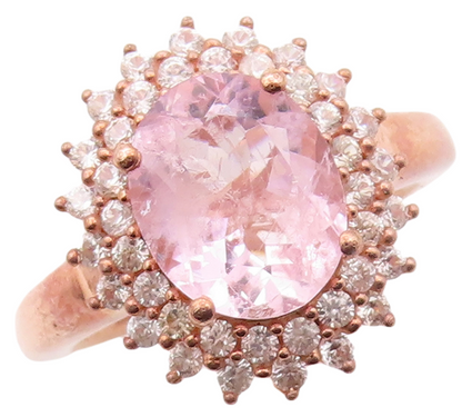 925 Sterling Silver Vintage Ring Rose Gold Plated 2 Tone CZ Flower Sz 7  RG30911