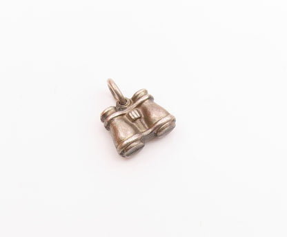 925 Sterling Silver  Vintage Petite Binoculars Motif Drop Pendant  PT18463