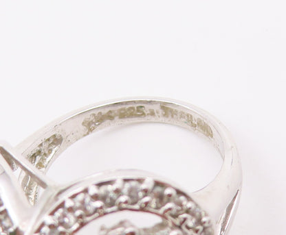 925 Sterling Silver Vintage Ring Elegant CZ Butterfly Cluster  Sz 7.5  RG36632