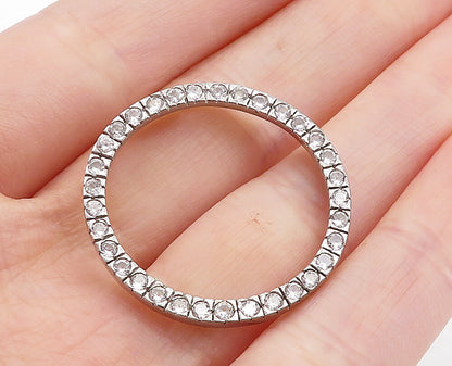 925 Sterling Silver  Vintage Shiny Topaz Open Circle Slide Pendant  PT5188
