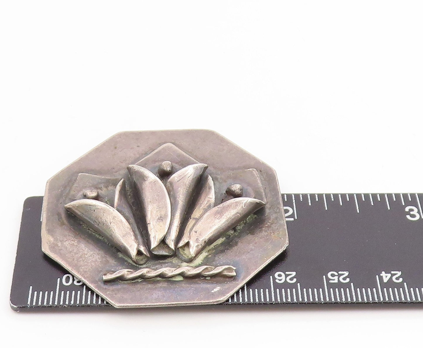 925 Sterling Silver Vintage Pendant Abstract Sculptural Floral Leaf  PT25938