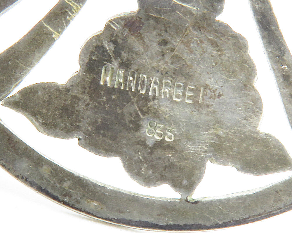925 Sterling Silver  Vintage Handmade Floral Etched Detail Brooch Pin  BP5712