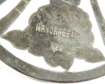 925 Sterling Silver  Vintage Handmade Floral Etched Detail Brooch Pin  BP5712