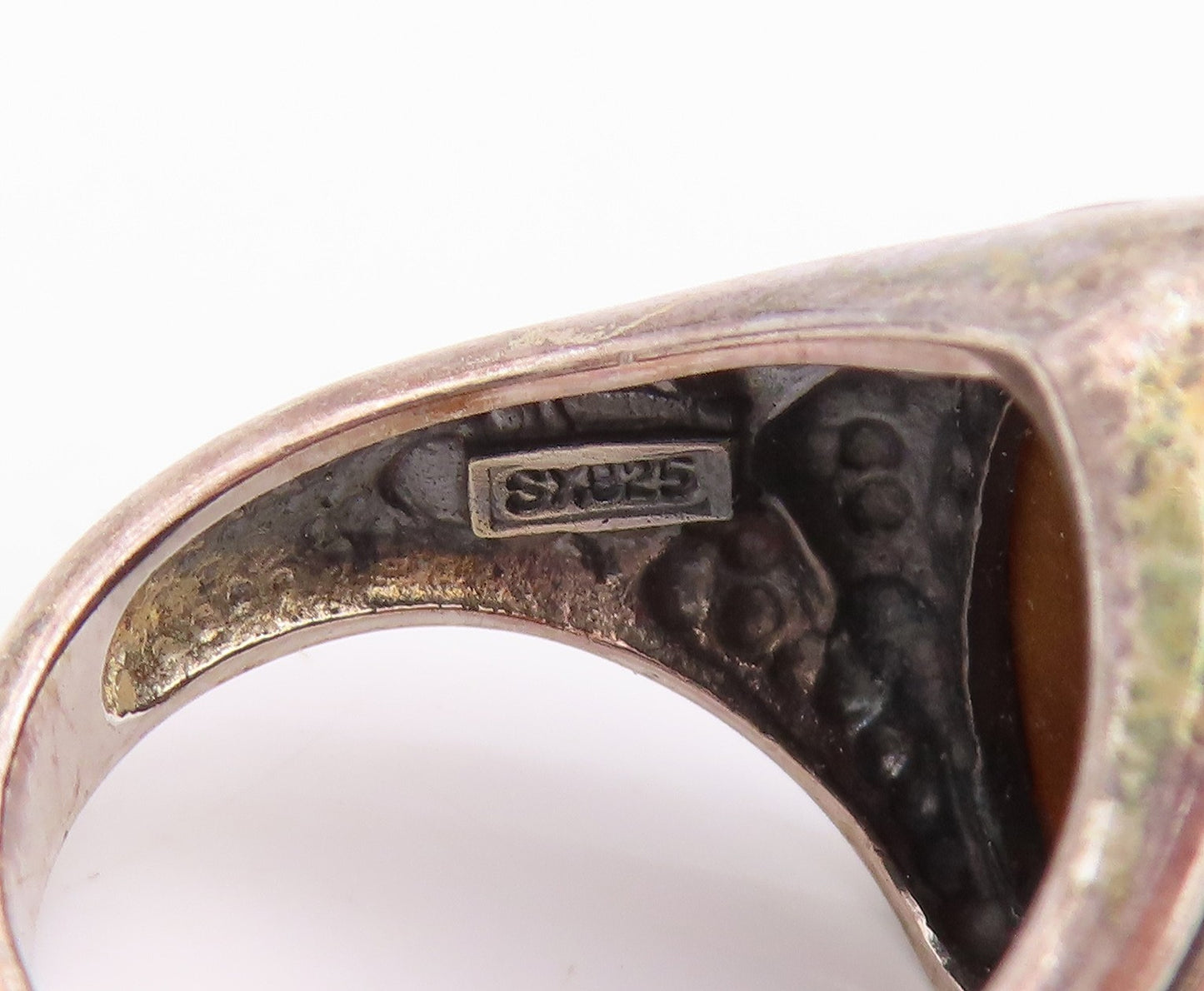 925 Sterling Silver Vintage Ring Marquise Shape Tiger's Eye  Sz 6  RG33132