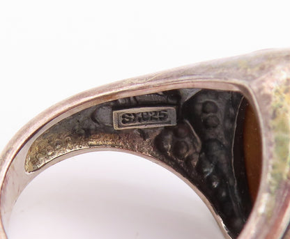 925 Sterling Silver Vintage Ring Marquise Shape Tiger's Eye  Sz 6  RG33132