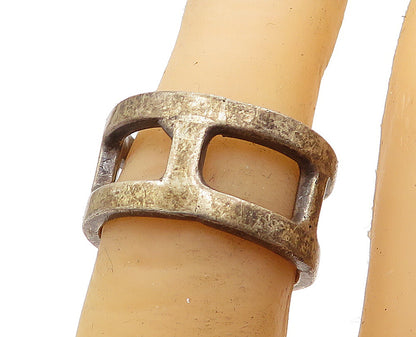 MEXICO 925 Sterling Silver  Vintage Dark Tone Cutout Band Ring Sz 6  RG4723