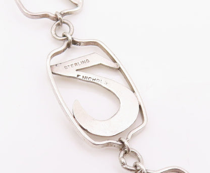 925 Sterling Silver Vintage Necklace ROGER NICHOLS Objects Cutout Chain NE4445