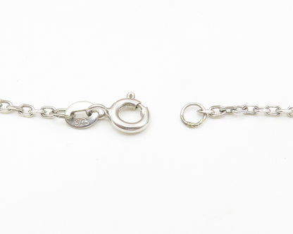 925 Sterling Silver  Vintage Sparkling White Topaz Chain Necklace  NE2319