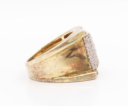925 Sterling Silver Vintage Ring Gold Plated CZ Square Inlay  Sz 11  RG33162