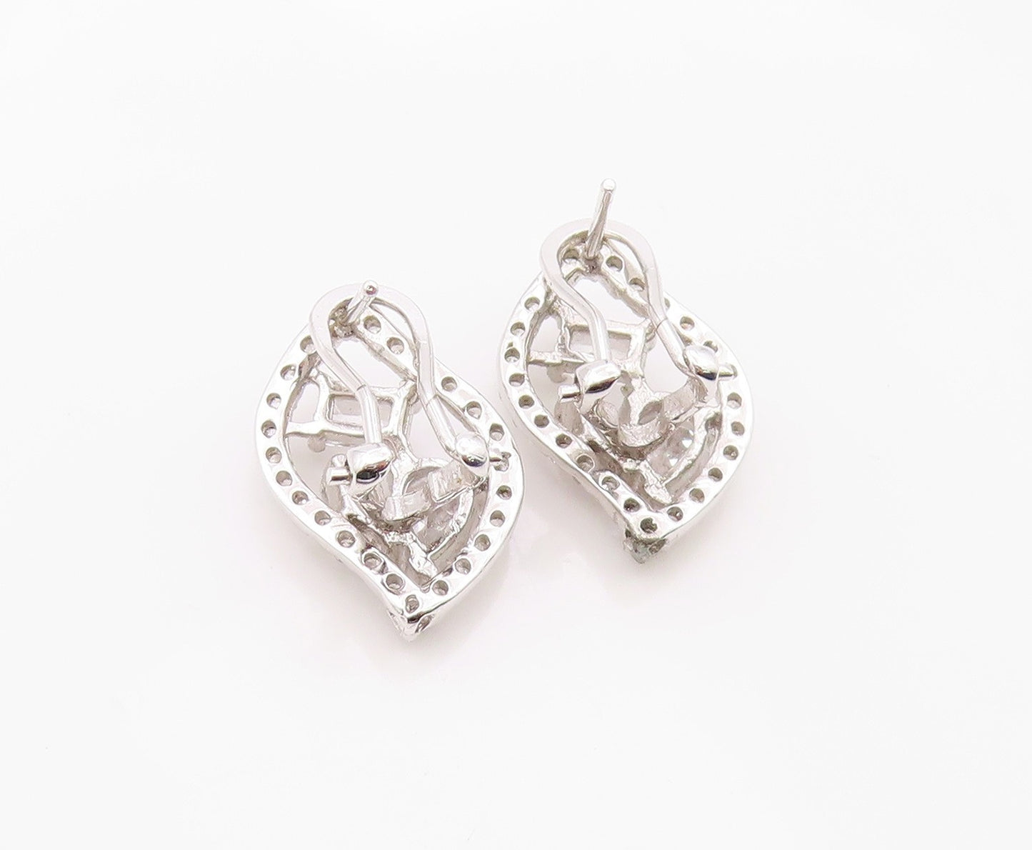 925 Sterling Silver Vintage Earrings Elegant Multi Shape CZ Floral Leaf  EG14371