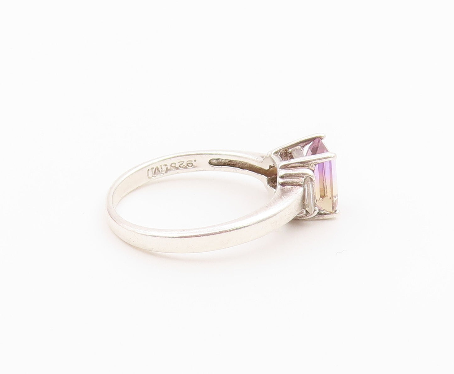 925 Sterling Silver Vintage Ring Elegant Ametrine & Topaz Band  Sz 9  RG36454