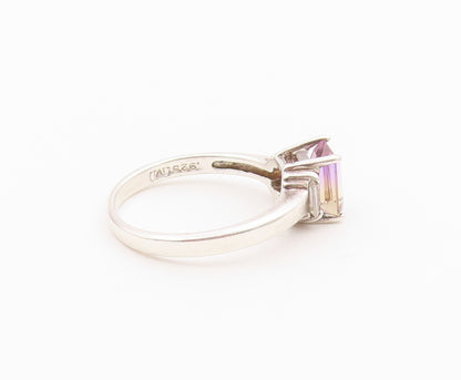 925 Sterling Silver Vintage Ring Elegant Ametrine & Topaz Band  Sz 9  RG36454