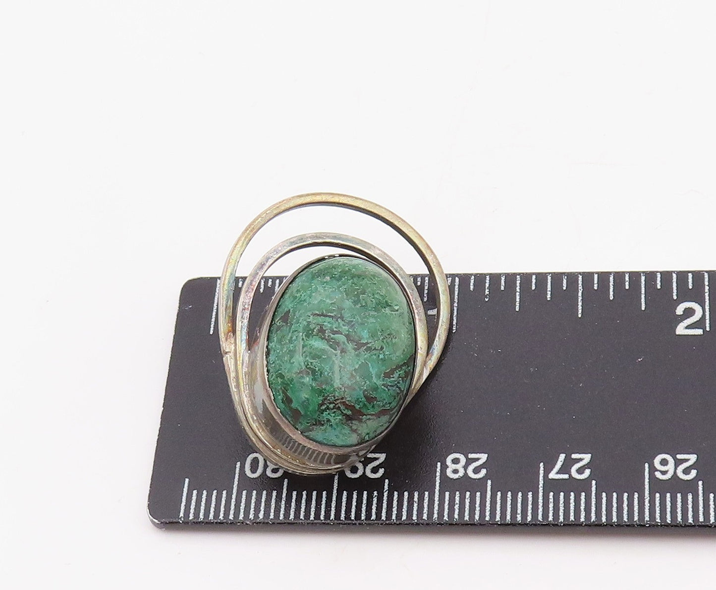 925 Sterling Silver Vintage Brooch Pin ISRAEL Modernist Oval Gemstone  BP12282