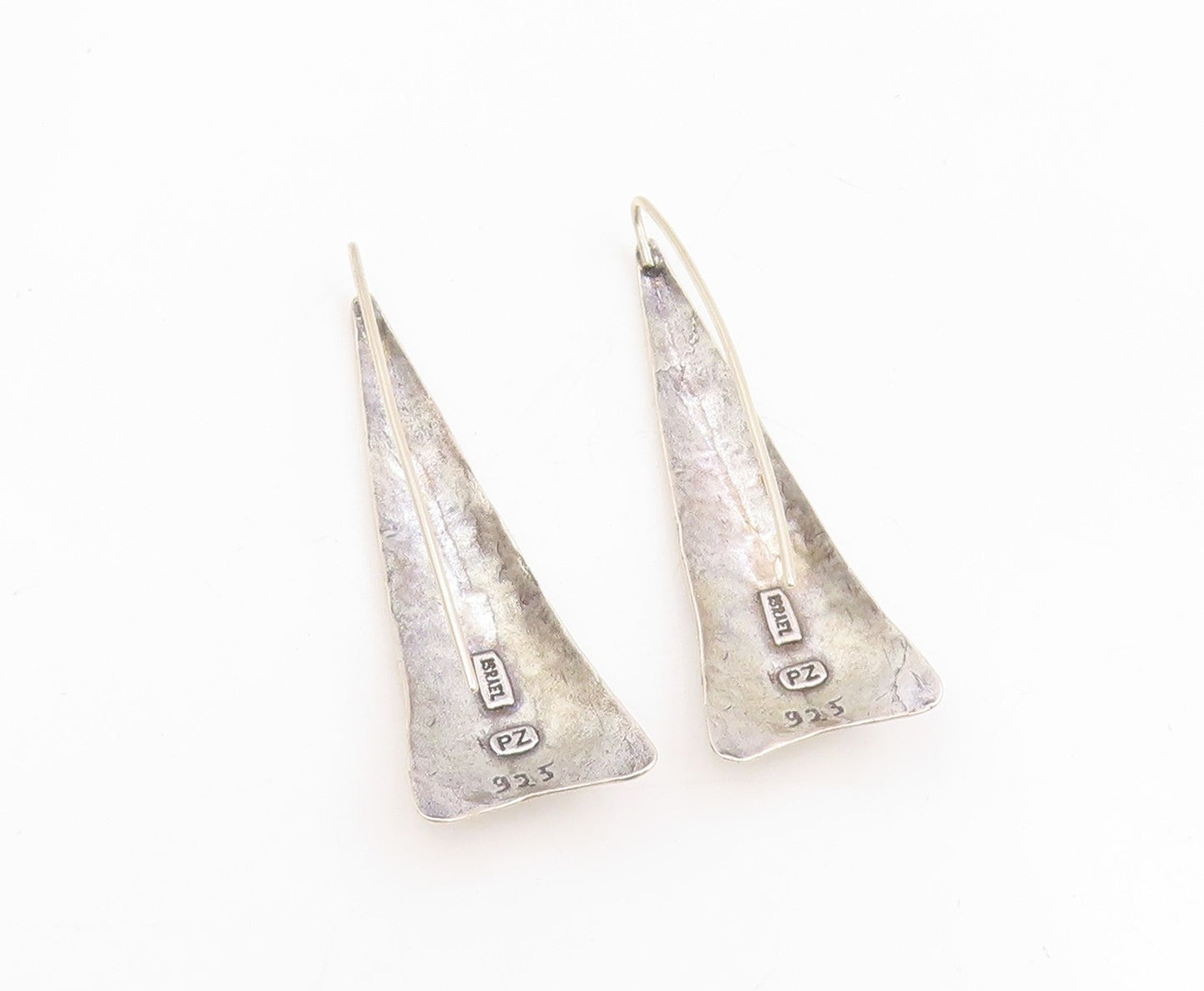 925 Sterling Silver Vintage Earrings OR PAZ ISRAEL Hammered Dangles  EG13963
