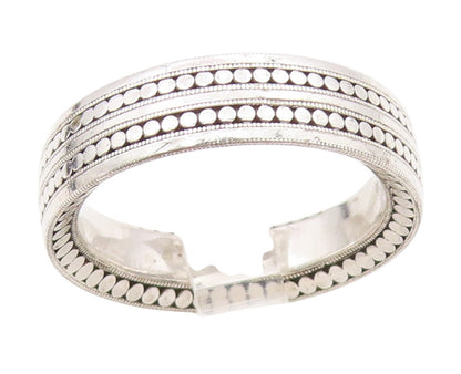 925 Sterling Silver Vintage Ring Geometric Dot Pattern Wide Band  Sz 10  RG34505