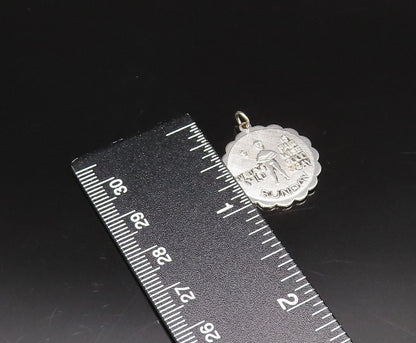 925 Sterling Silver  Vintage Sunday's Child Wavy Edge Charm Pendant  PT21840