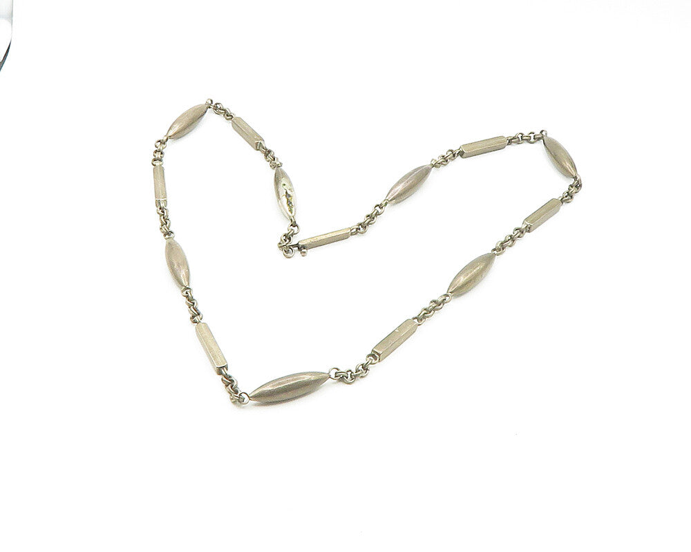 MEXICO 925 Sterling Silver Vintage Smooth Cylinder Style Chain Necklace  NE2804