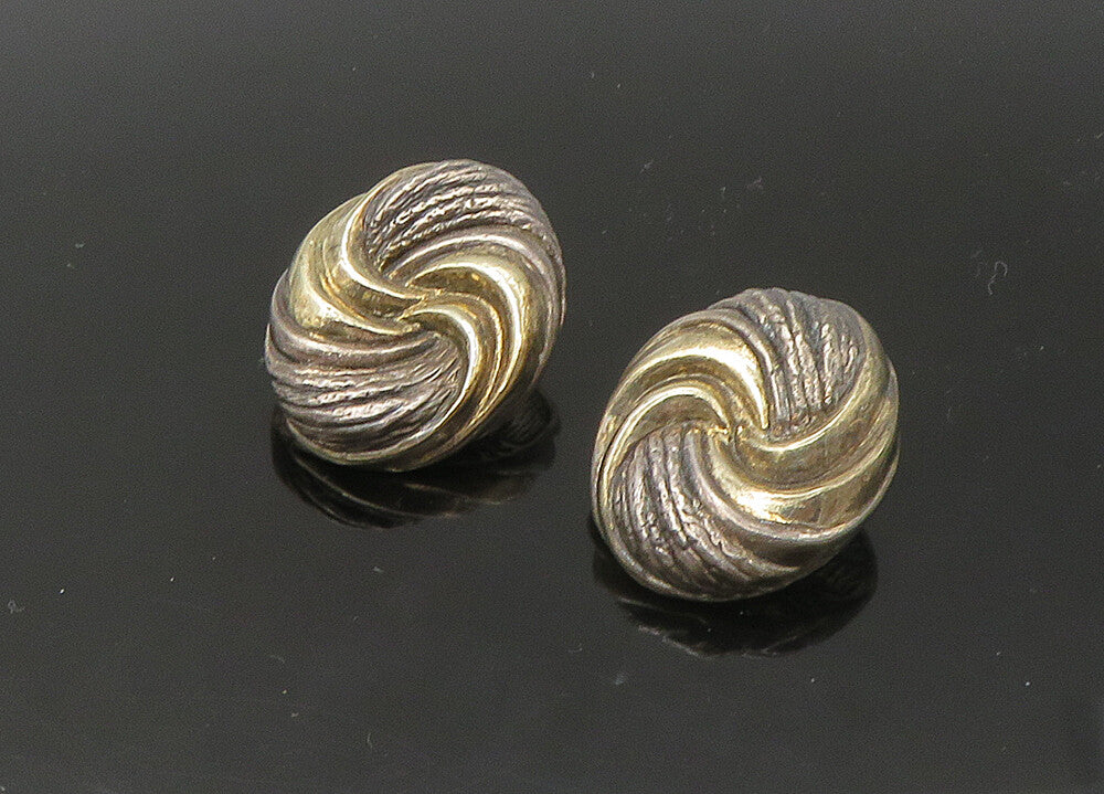 NS BARON 925 Silver  Vintage Hollow Two Tone Non Pierce Earrings  EG11019