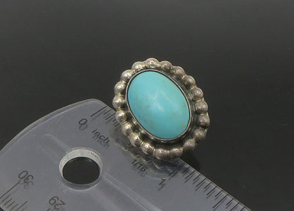 MEXICO 925 Silver   Vintage Cabochon Turquoise Bubble Drop Earrings  EG11315