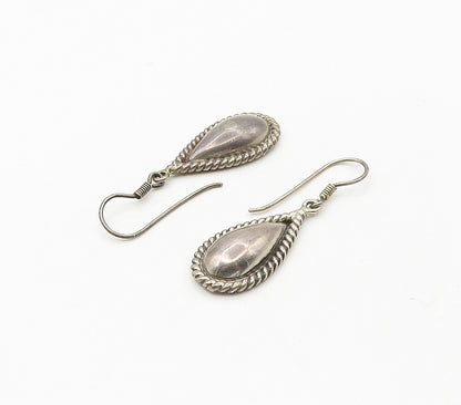 925 Sterling Silver  Vintage Tear Drop Dome Twist Dangle Earrings  EG8371