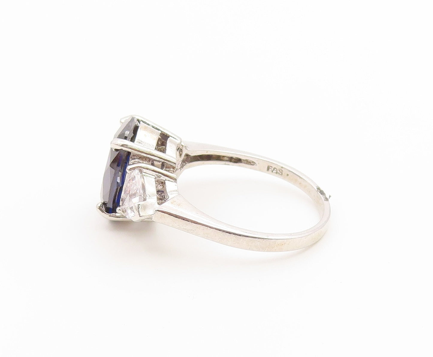 925 Sterling Silver Vintage Ring Oval Cut Sapphire & Topaz Band  Sz 10  RG36892