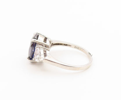925 Sterling Silver Vintage Ring Oval Cut Sapphire & Topaz Band  Sz 10  RG36892