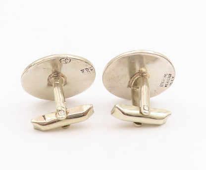925 Sterling Silver Vintage Cuff Links Antique Dark Tone Aztec Sun Carved TR3885