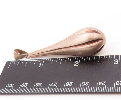 925 Sterling Silver Vintage Pendant Rose Gold Plated Puffed Carved Drop  PT23634