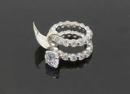 925 Silver  Vintage Sparkling Cubic Zirconia 2Pcs Band Ring Sz 6  RG21003