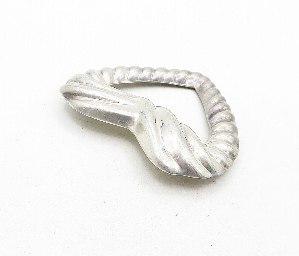 MEXICO 925 Sterling Silver  Vintage Open Fluted Love Heart Brooch Pin  BP1468