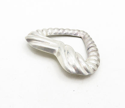 MEXICO 925 Sterling Silver  Vintage Open Fluted Love Heart Brooch Pin  BP1468