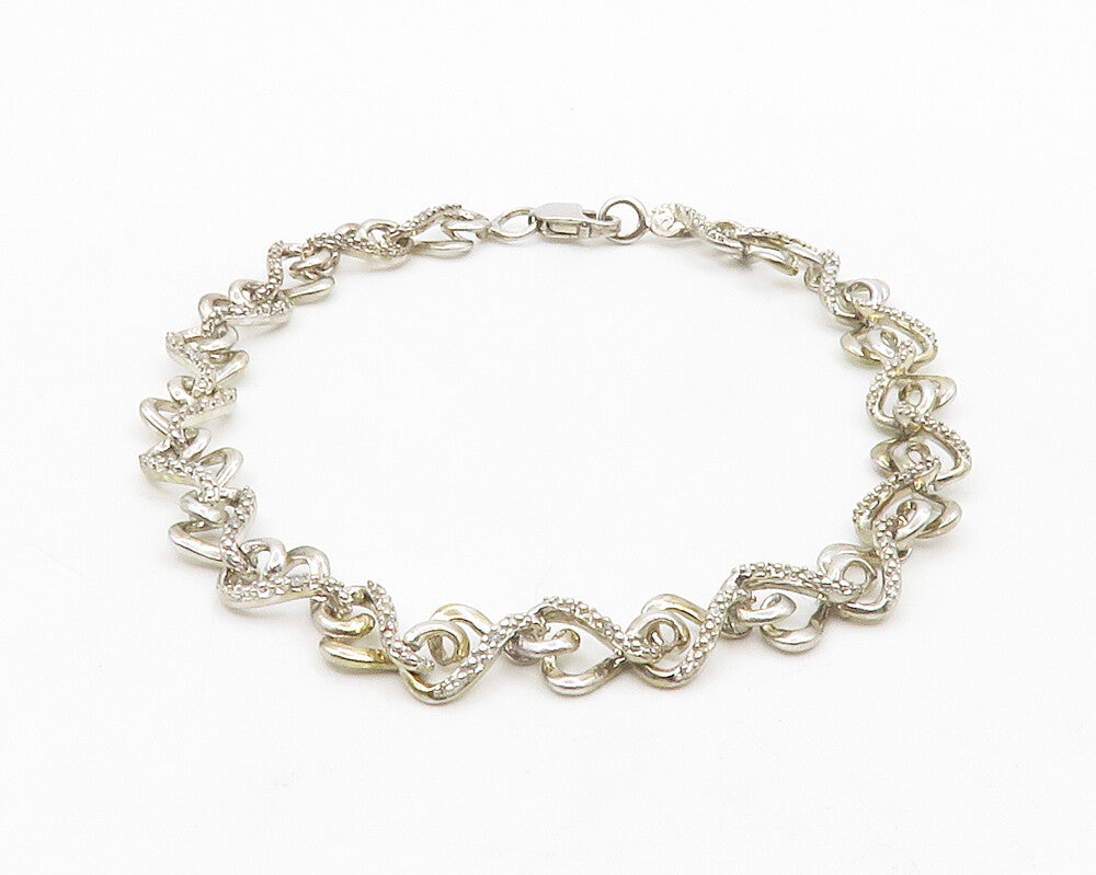 925 Silver   Shiny Genuine Diamonds Infinity Love Heart Chain Bracelet  BT5122