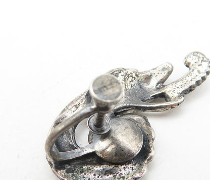 925 Sterling Silver  Vintage Dark Tone Floral Swirl Non Pierce Earrings EG3933