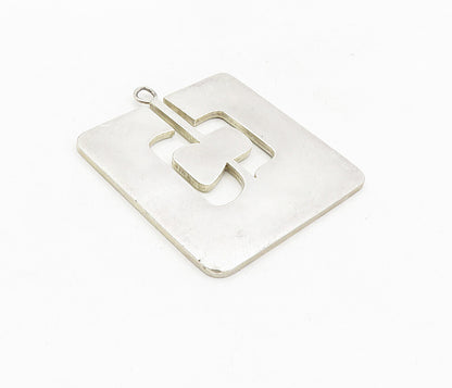 M&PL 925 Sterling Silver  Vintage Shiny Cutout Design Square Pendant  PT6528