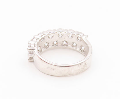 925 Sterling Silver Vintage Ring Modernist Round Cut CZ Band  Sz 6.5  RG31878